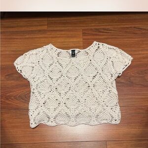 Windsor Crochet Lace Crop Top - White